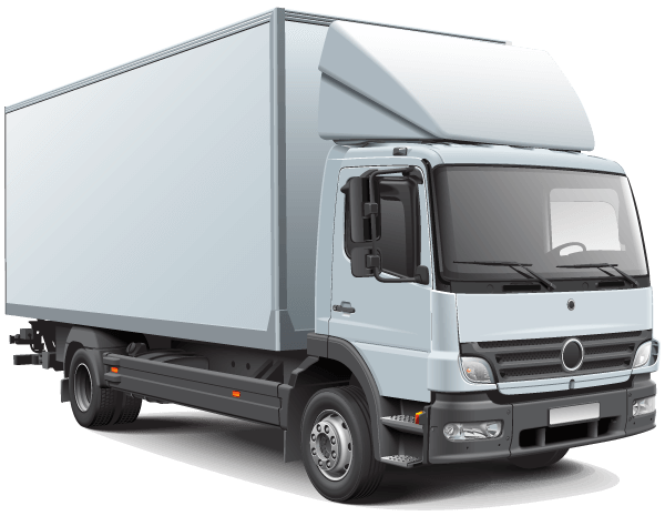 white box truck with black background